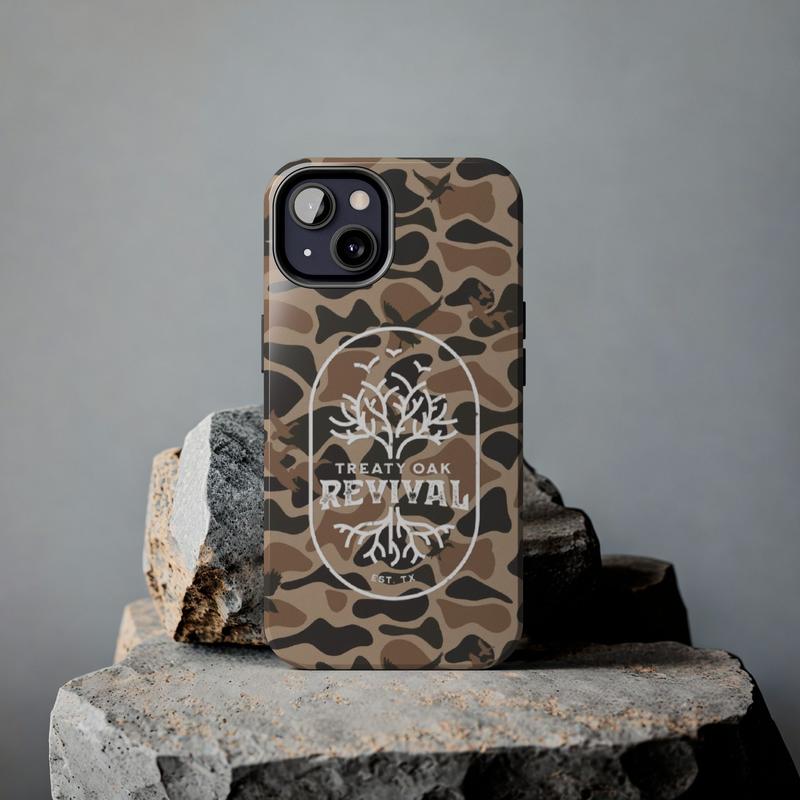 Old School Camo Treaty Oak Revival Waterfowl Tough Case, For all iPhone series 16 15 14 13 12 11 Pro Max & more, Durable Protective Shockproof