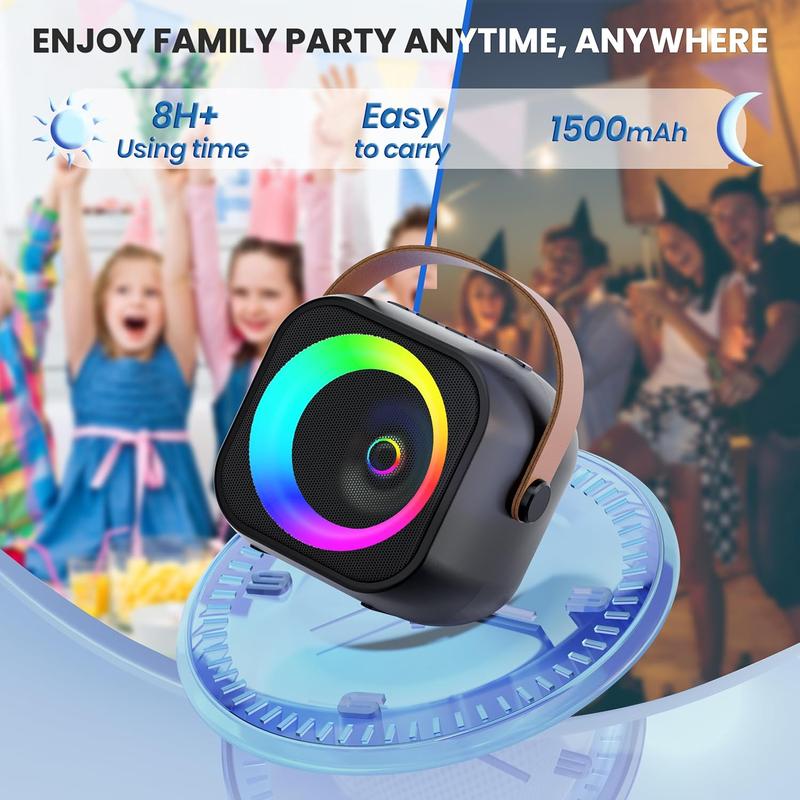 Portable Karaoke Machine, Bluetooth Karaoke Speaker with 2 Wireless Microphones and Party Lights for s and Adults, Birthday Gifts for Boys Family Home Party