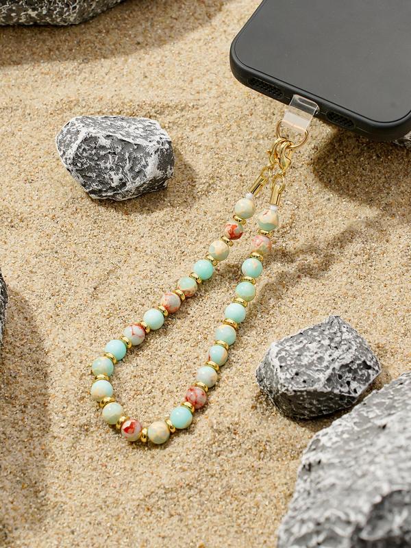 Natural Stone Beaded Phone Chain, Fashionable Phone Lanyard for Women & Men, Creative Anti-lost Phone Charm for Daily Use