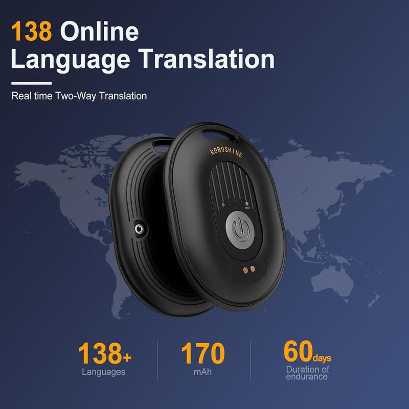 Instant translation device. Supports call translation in over 130 languages. 60 days standby. Very suitable for travel and community communication.