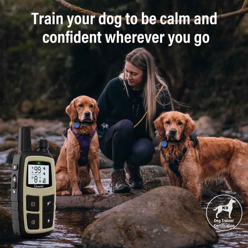 GWORLD-Dog  Collar GPS trackers for Dogs (Only iOS)  Training Collar with Remote Waterproof, for All Breeds behavior aid training mode security