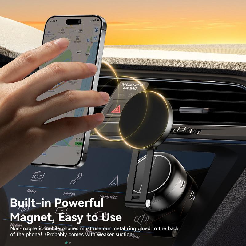 Electric Suction Cup Phone Holder, 360° Rotatable Magnetic Movable Car Phone Mount,Portable and Foldable, Universal Navigation Bracket For Car,Holder For Most Mobile Phones