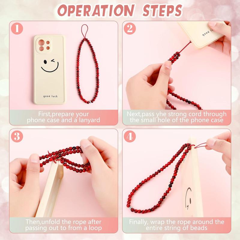 6 count Phone Charm Strap   Beaded Handmade Cell Phone Lanyard Wrist Strap Anti Lost Phone Chain Mobile Wrist Strap for Women Men