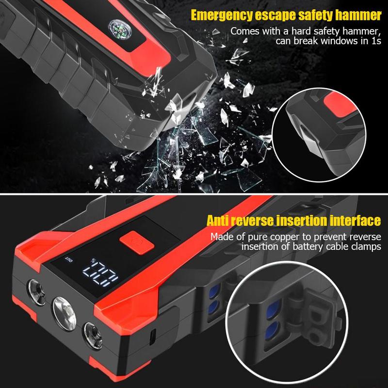 Car Emergency Start Power Bank, 1 Count 10000mAh Car Jump Starter with Power Display, Car Battery Charger, Car Emergency Start Power Bank