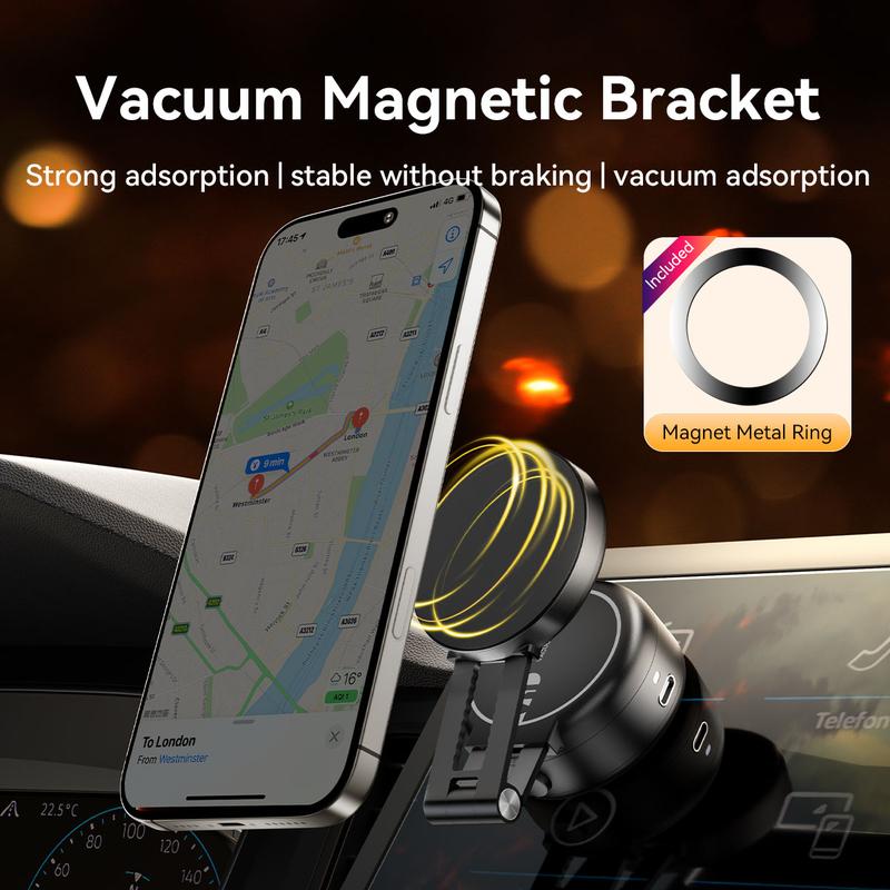 Electric Suction Cup Phone Holder, 360° Rotatable Magnetic Movable Car Phone Mount,Portable and Foldable, Universal Navigation Bracket For Car,Holder For Most Mobile Phones