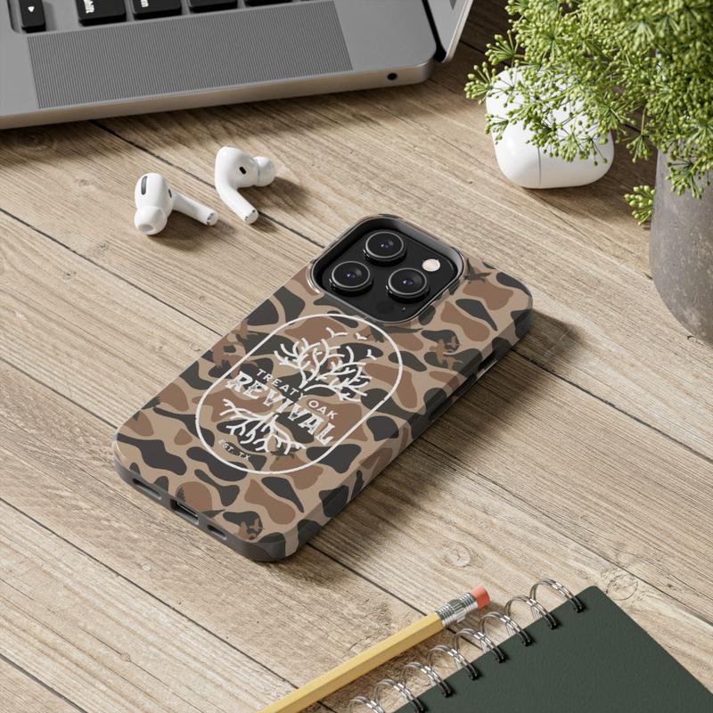 Old School Camo Treaty Oak Revival Waterfowl Tough Case, For all iPhone series 16 15 14 13 12 11 Pro Max & more, Durable Protective Shockproof