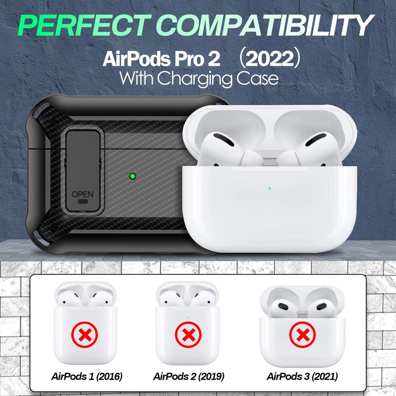 Airpod Pro Case Cover with Cleaner Kit, Compatible with Airpods Pro 2nd Generation Case 1st Generation (2023 2022 2019), Shockproof Lock Cover with Keychain for Men Women