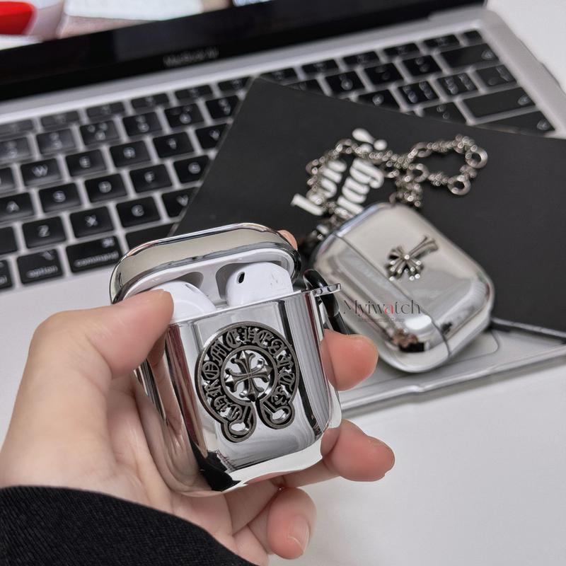 Fashion cross chrome hearts for airpods pro gen 2 pu leather protective case compatible for airpods 1 2 3 pro generation, Accessories Durable Protective with Chrome Hearts Cross shape Protection Silicone