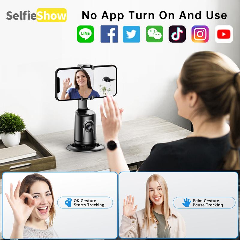 Intelligent AI face recognition 360 ° mobile phone PTZ live broadcast self-timer panoramic follow shot anti-shaking Accessories Cellphone autotracking tripod phone selfie Smartphone