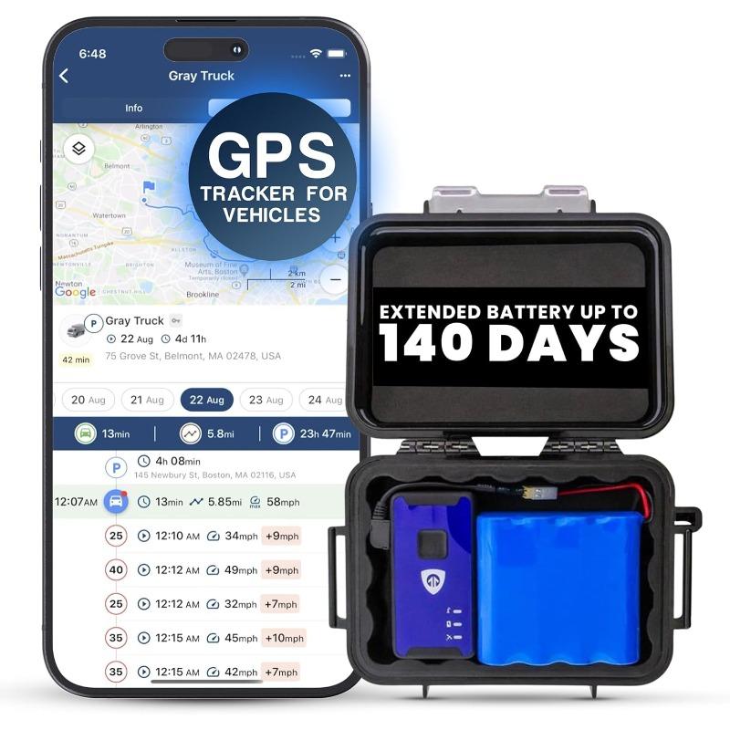 Security GPS Car Tracker - Hidden Tracker for Vehicles - Long Lasting Battery 140-Day LTE GPS Tracking Device for Vehicles with Magnetic Case & Extended Battery - Subscription Required