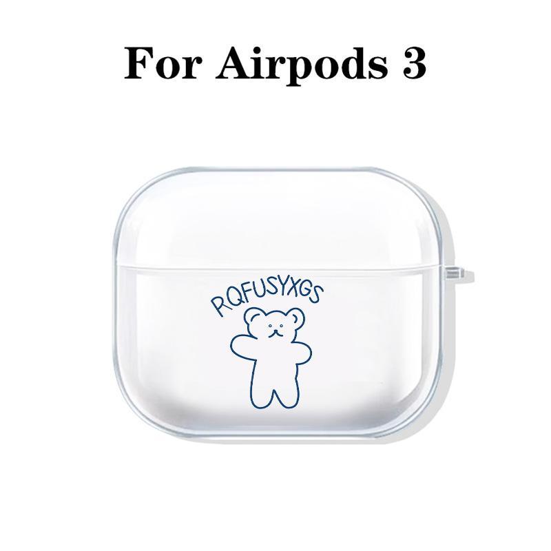 Cute Bear Design Earphone Case with Hiking Buckle, Shockproof & Anti-Fall TPU Earphone Cover for AirPods 1 2, 3, Pro, Pro 2, Gift for Friend