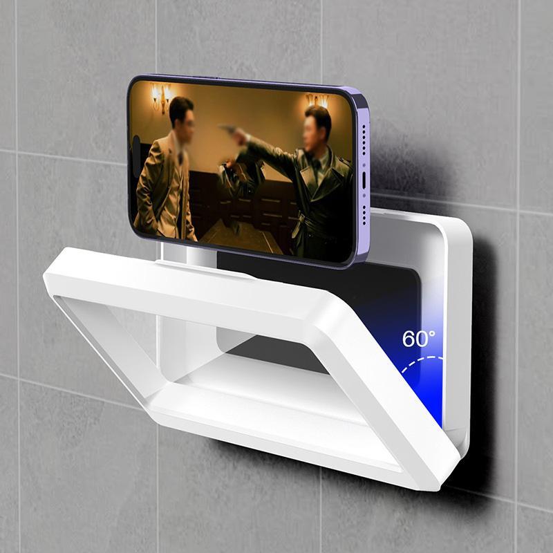 Waterproof Anti-fog Phone Holder, Rotatable Bathroom Wall Mounted Punch Free Phone Holder, Bathroom Gadgets for Home