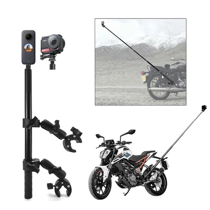 Motorcycle Bicycle Panoramic Selfie Stick for Insta360 One X2 X3, 1 Count Motorcycle Bicycle Camera Mount, Handlebar Bracket for GoPro Max Hero 11 10