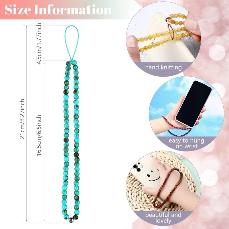 6 count Phone Charm Strap   Beaded Handmade Cell Phone Lanyard Wrist Strap Anti Lost Phone Chain Mobile Wrist Strap for Women Men