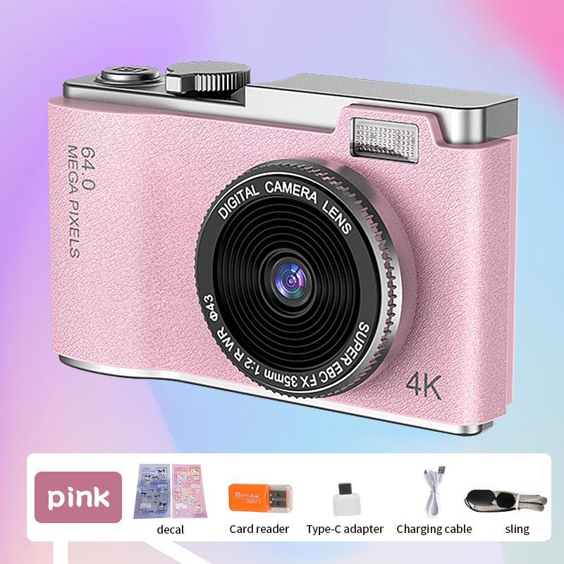 Portable 4K Digital Camera, 2.4 Inch Screen Video Camera, Universal Mini Point & Shoot Camera for Boys and Girls, CCD Camera for Travel & Photography