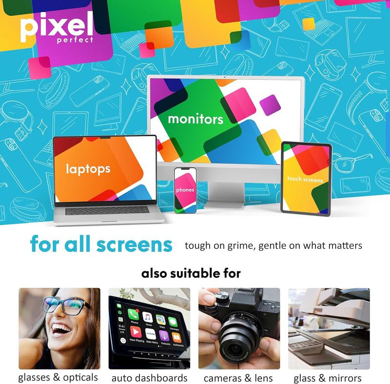 Pixel  | Screen Cleaner Wipes | Pack of 50 for TV, Laptops, Computers, Monors, Phones Cleaning K