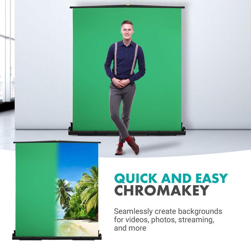 Movo - Professional Chroma Key Green Screen | Collapsible and Wrinkle-Free Background with Stand | Portable Studio Setup