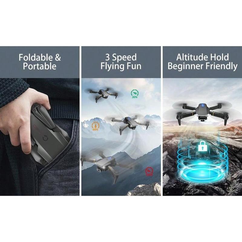 E88 Drone With Camera, Foldable Drone With App Control, FPV Live Video RC Quadcopter With 4K Camera For Adults Beginners,Christmas Gifts