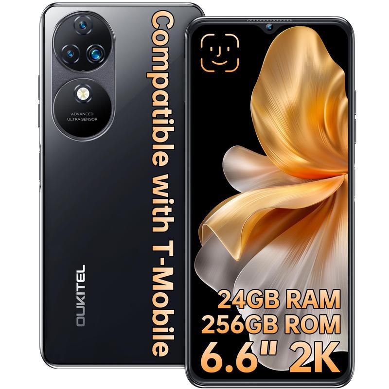 OUKITEL C38 Unlocked Phone, 24GB+256GB Octa-Core Smartphones, 48MP + 32MP Camera 5150mAh Battery， 6.6 Inch FHD+ Android 13 Mobile Phone, Face ID Fingerprint 4G Dual SIM Cell Phone