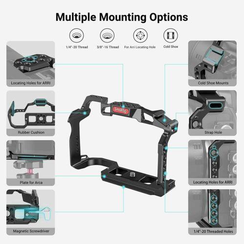 SmallRig R5   R5 C   R6 Cage for Canon R5 R6 R5 C, Aluminum Alloy DSLR Rig Stabilizer with Cold Shoe , 1 4