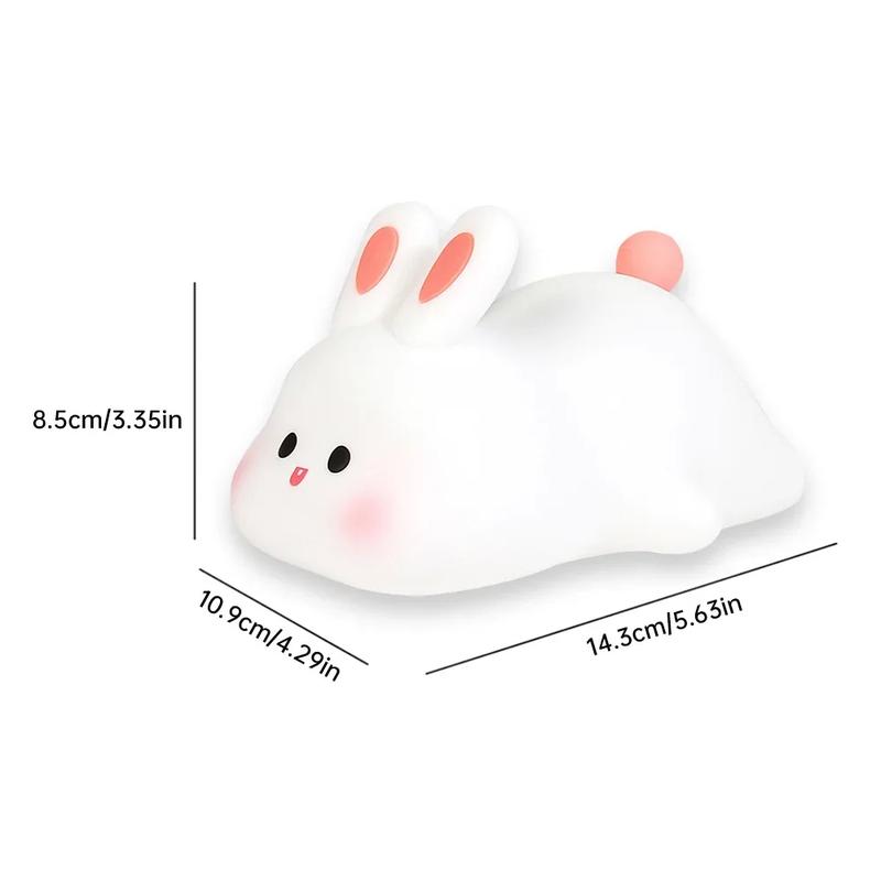 Cute Rabbit-shaped USB Rechargeable Silicone Night Light for Bedroom, Eye Protection Sleep Bedside Lamp Desk Lighting,Cartoon Kid's Nightlights