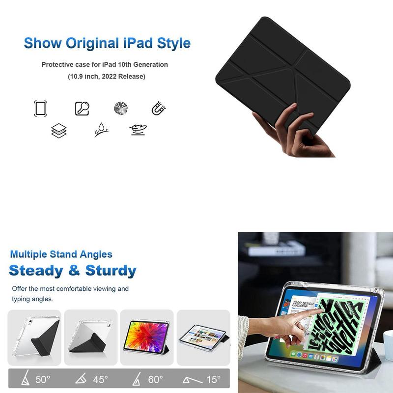 Tablet Case with Pencil Holder, 1 Count Tablet Protective Cover Built-in Smart Stand Function, 360° Drop-proof & Shock-proof Tablet Cover for iPad 10th 10.9 Inch