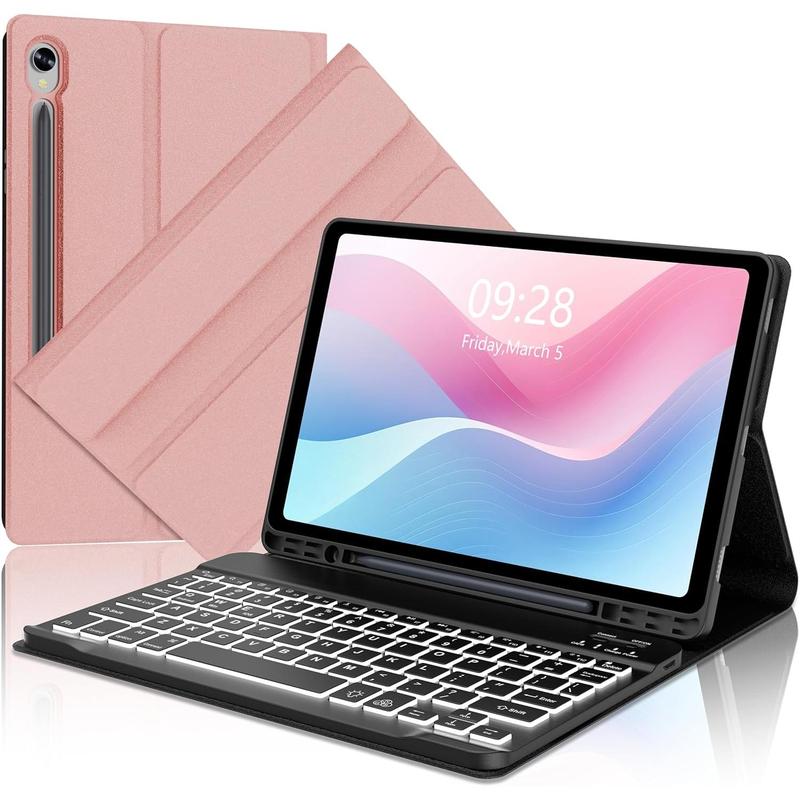 case for Galaxy Tab S9 FE 5G with Keyboard, Magnetic Detachable Bluetooth Keyboard | 7 Colors Backlit, Smart Folio with S Holder for Tab S9 FE 10.9