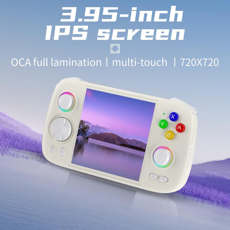 ANBERNIC RGCube Retro Handheld Game Console 3.95-inch IPS Screen OCA Full Lamination RG Cube Game Consoles Android 13 Battery 5200mAh 16 Million Color RGB Joystick Lighting Support 5G WIFI Bluetooth 5.0 Gifts