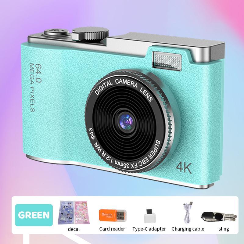 Portable 4K Digital Camera, 2.4 Inch Screen Video Camera, Universal Mini Point & Shoot Camera for Boys and Girls, CCD Camera for Travel & Photography