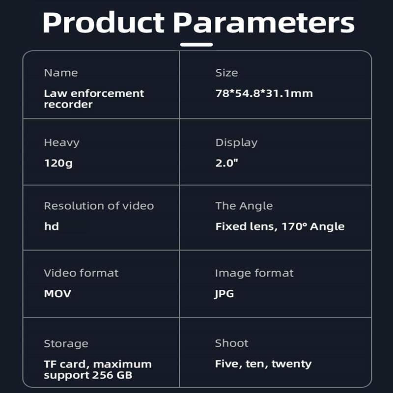 Portable HD Infrared Law Enforcement Recorder, Portable Video Recording Equipment, Multi-scene Body Camera, Digital Products, Holiday Gifts