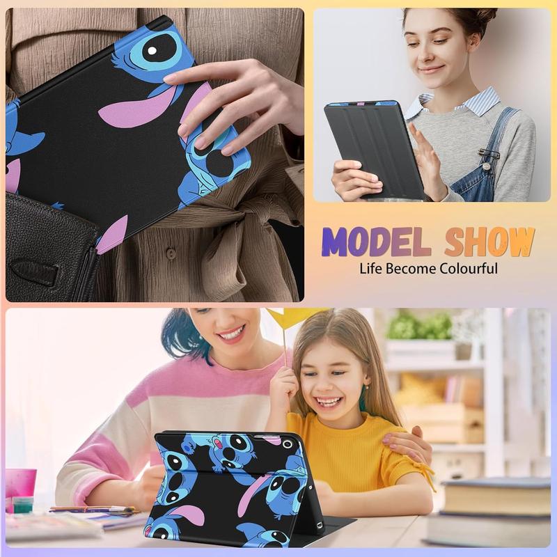 Cute Book for iPad 9th 8th 7th Generation - for Girls Women Boys Kids Cartoon Pattern Design Fashion Kickstand Funny Cover for iPad 9th 8th 7th Generation,10.2 Inch Black Shidizai