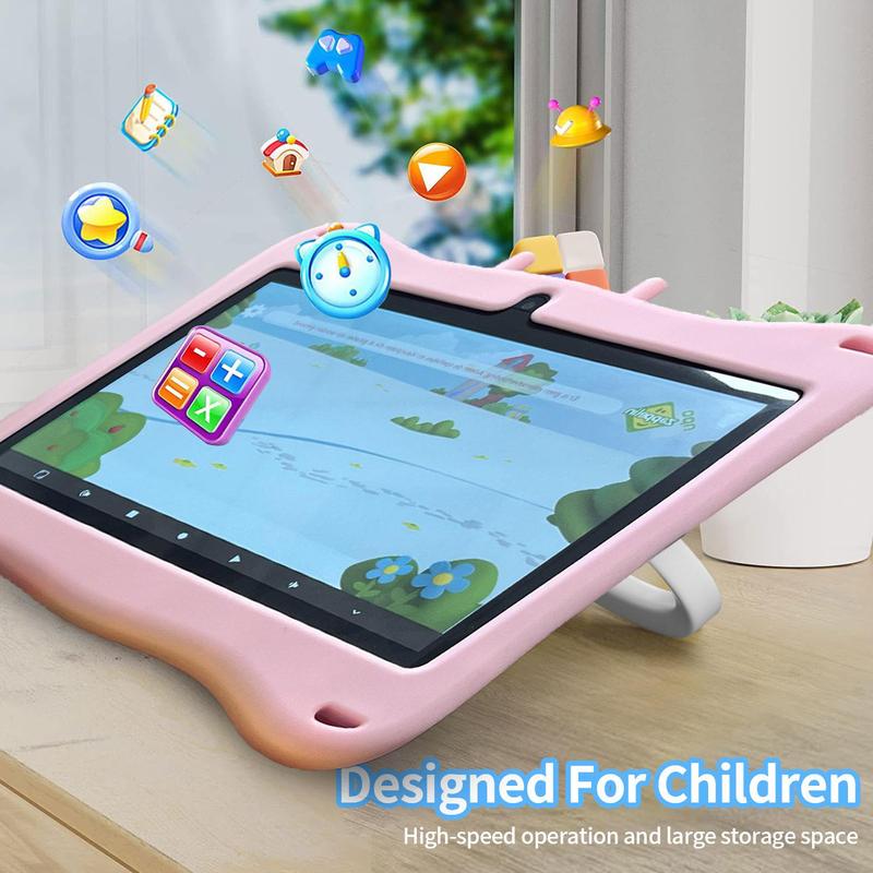 7 Inch Android Tablet, Cartoon Elephant Pattern 4GB 64GB ROM Tablet with Case, Dual Camera Bluetooth-compatible Tablet for Students, Ideal Gift for Boys & Girls