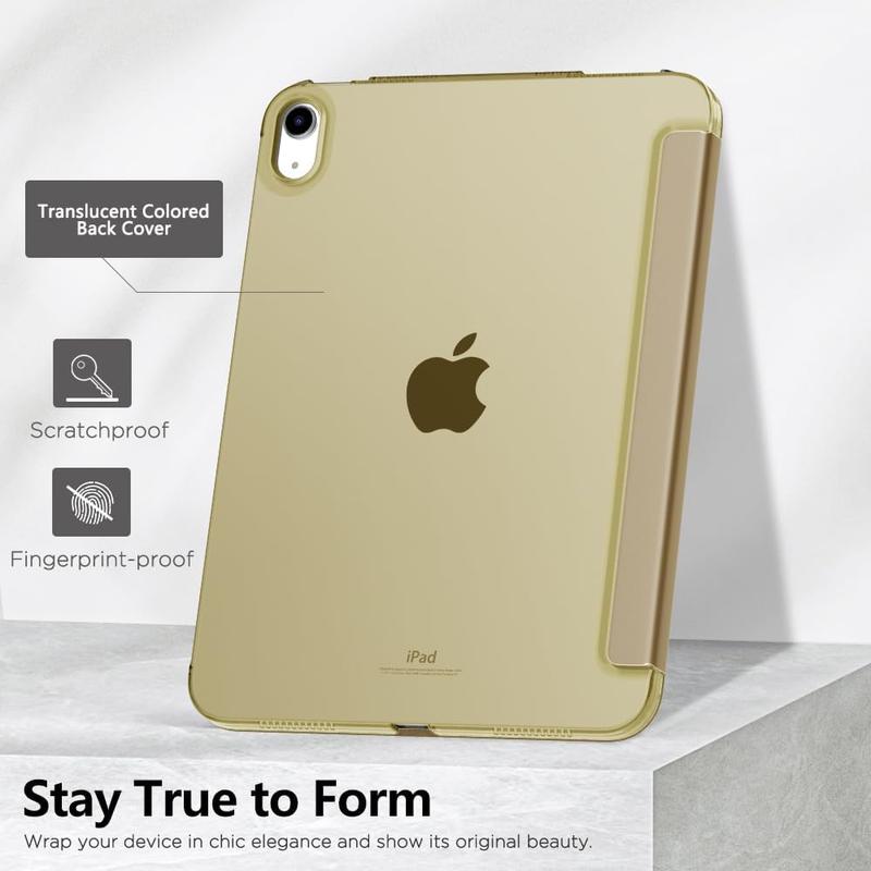 for iPad 10th Generation Case 2022, Slim Stand Hard PC Translucent  Shell  Cover Case for iPad 10th Gen 10.9 inch 2022, Support Touch ID, Auto Wake Sleep, Clay