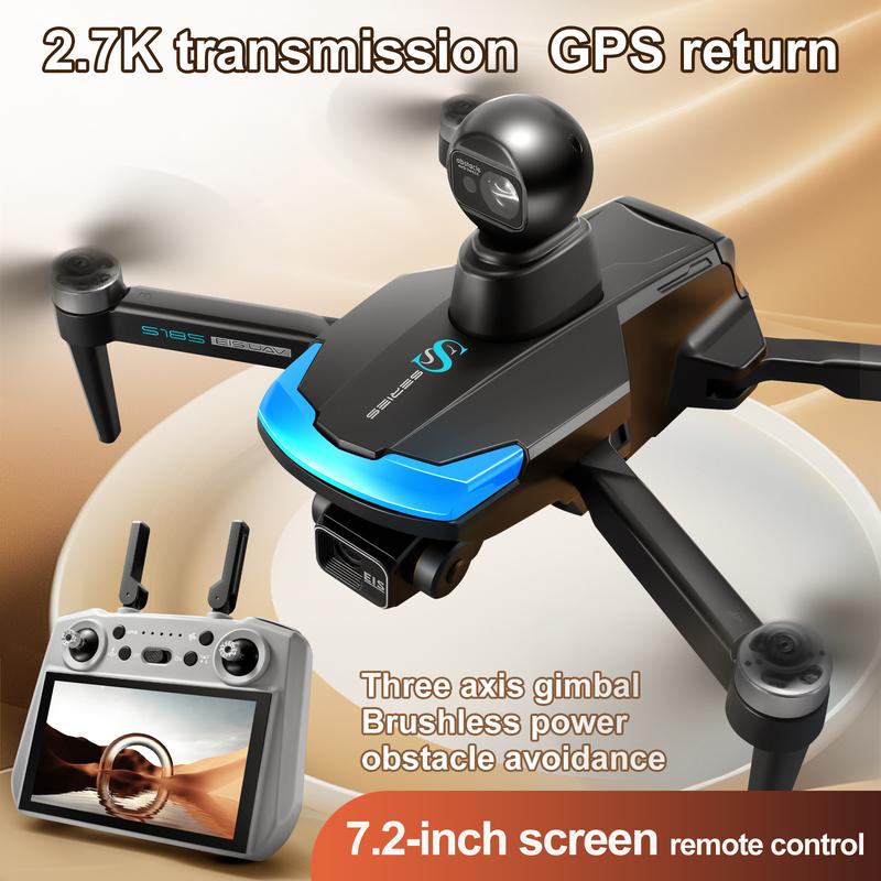 5G Three-axis gimbal aerial photography drone GPS intelligent positioning 7.2-inch touch screen remote controller obstacle avoidance folding drone  three batteries supports phone app control