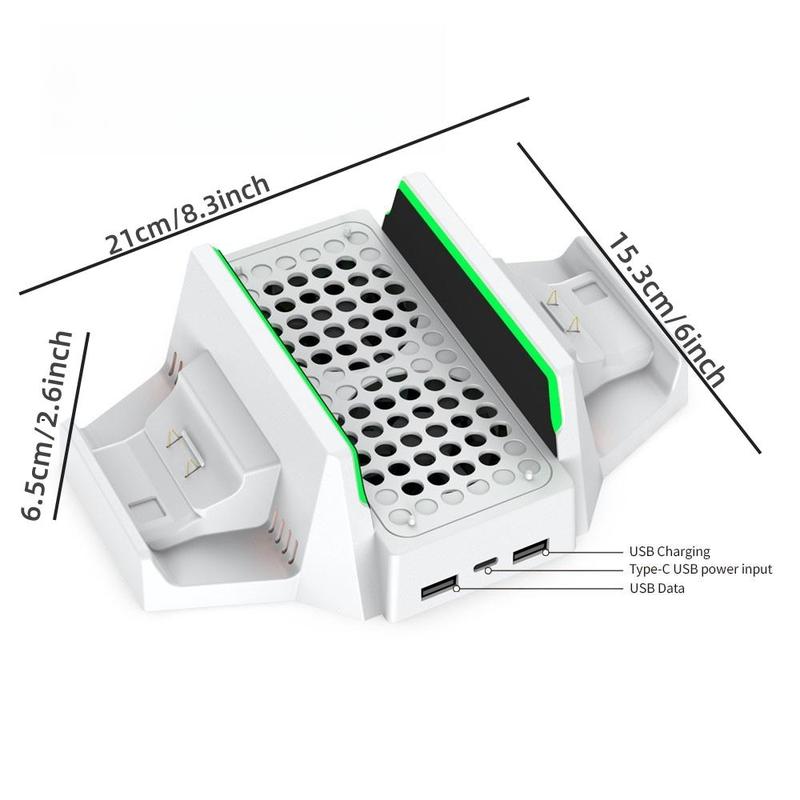 Cooling Stand with Controller Charging & RGB Light, Dual Cooling Fan Controller Gamepad Charge Seat, Console Accessories for Xbox Series S