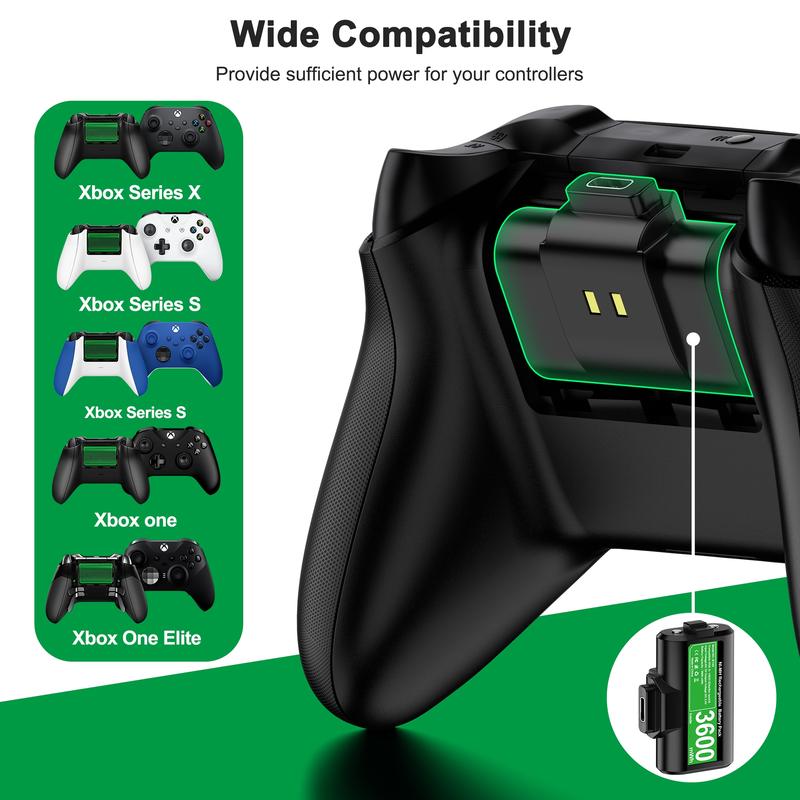 Rechargeable Xbox Controller Battery Pack,2x3600mWh Xbox One Controller Battery Play and Charger kit for Xbox Series X S Remote