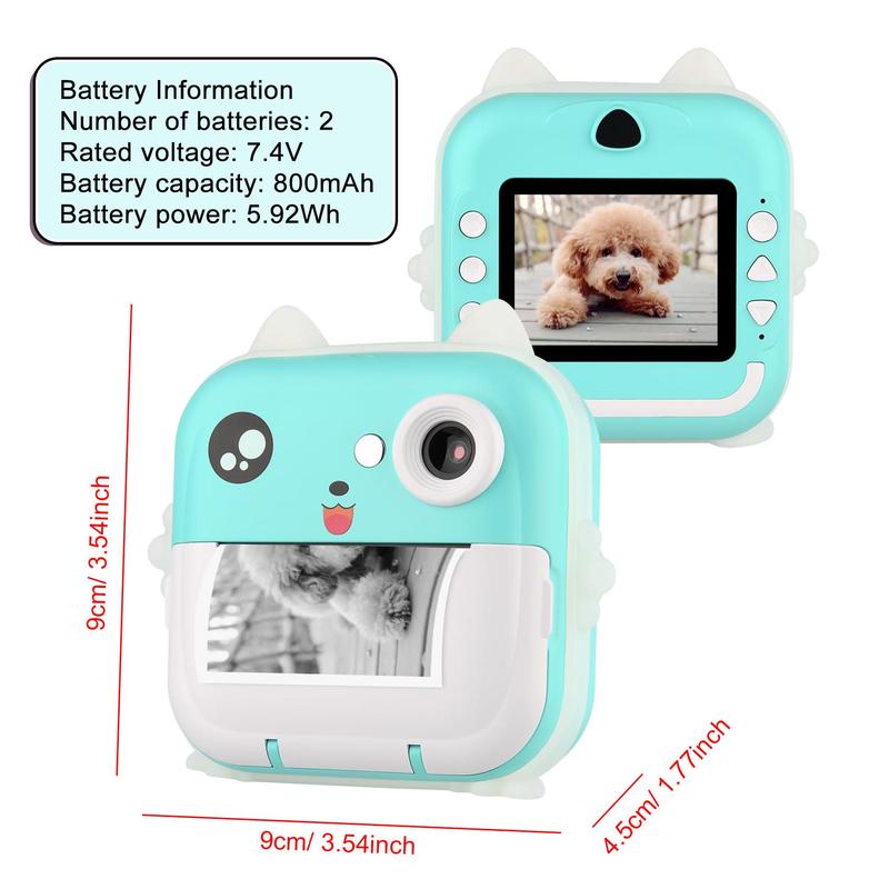 Instant Print Portable Digital Camera, 2.4 Inch Screen Instant Print Camera Digital, Video Selfie Toy Camera with 32G Memory Card & 5 Printing Paper & 5 Color Pens & 1 Sticker, Stocking Fillers Gift