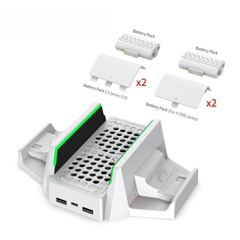 Cooling Stand with Controller Charging & RGB Light, Dual Cooling Fan Controller Gamepad Charge Seat, Console Accessories for Xbox Series S