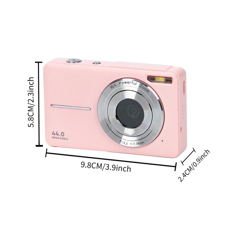 1080P 44MP Digi Camera with Fill Light, Summer Compact Mini Portable Camera with 32G Memory Card, 16X Digital Zoom Vintage Camera, Entry-level Photo Camera Digital for Teenage Students, Back to School Gifts, Digital Camera Pictures