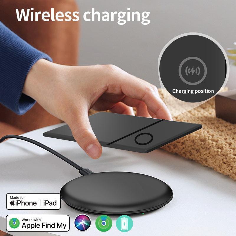 RSH wireless charging smart location card, compatible with Apple Find My (iOS only), wallet tracker, key finder, phone finder,Smart Tag，backpack, suitcase, pet, IP67 waterproof, ultra-thin 0.09in.