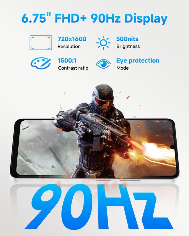 Ulefone Note 20 Pro Unlocked Cell Phones, Android 14 OS, Up to 8GB RAM+128GB ROM&1TB Extension, 6.75” HD+ 90Hz Screen 6000mAh Battery Smartphone, 50MP Main Camera, Octa Core 4G Dual SIM Phone -White Black