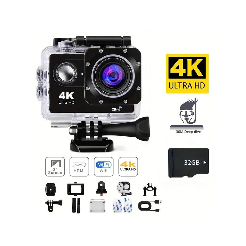 High Clarity 4K 1080P WiFi 16 Mega Sports Action Camera Waterproof DVR Camcorder Outdoor Cycling Diving HD Camera With 32G Card