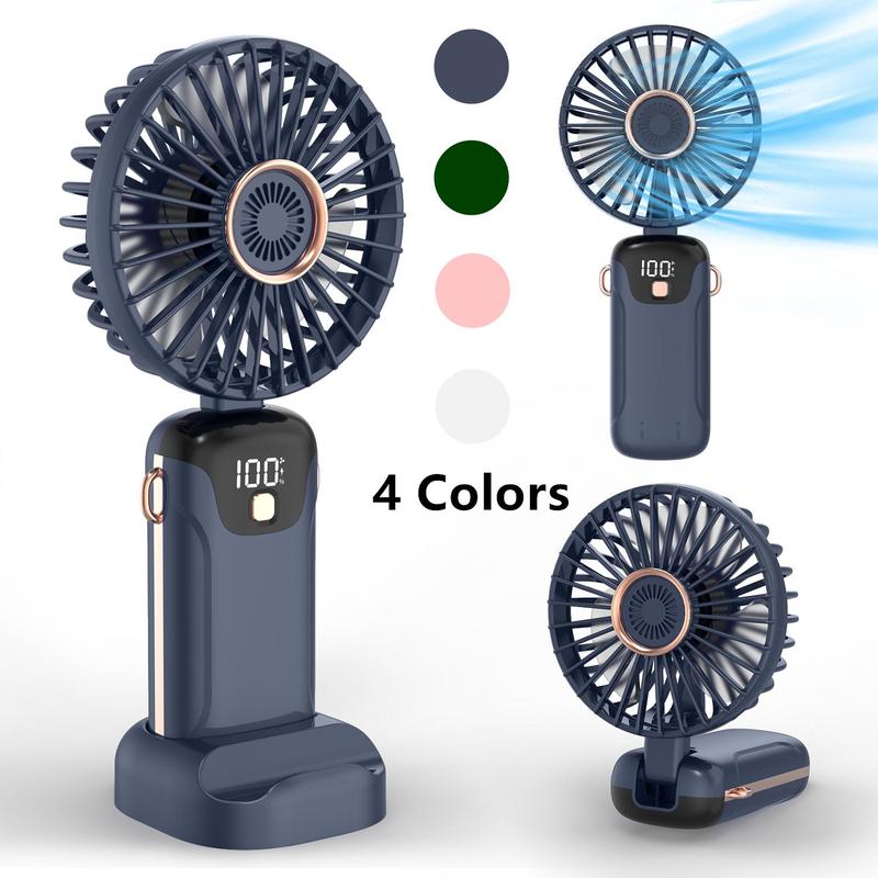 USB Rechargeable Handheld Portable Fan with Phone Holder for iPhone Android Mobile Phone, Cooling Fan with Digital Display, Portable Mini Fan, 90° Ajustable Handheld Fan for Outdoor Sports