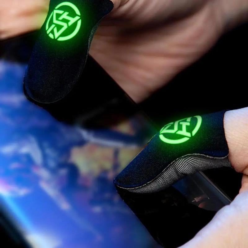 Luminous Breathable Gaming Finger Sleeve, 2 Pairs Anti-sweat Gaming Finger Cover, Gaming Accessories For Mobile Phone Game