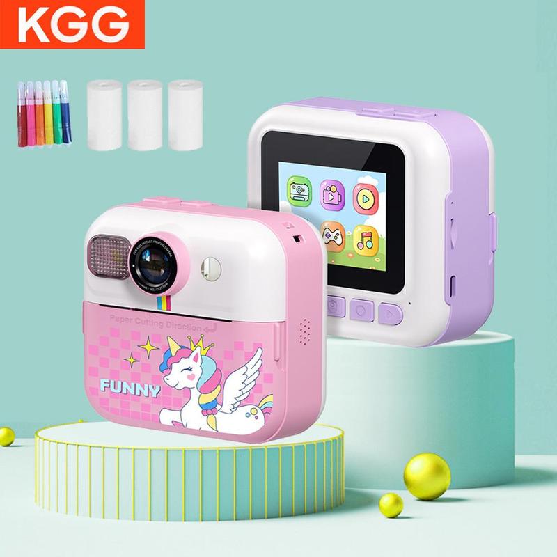 KGG Instant Print Camera, 2.4 Inch LCD Screen Digital Camera, Mini Thermal Printer Video Educational Toy Camera for Boys & Girls