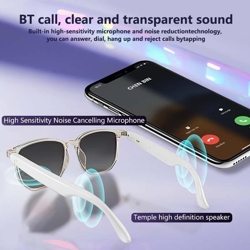 Wireless Smart Glasses, Fashionable Smart Bluetooth-compatible Glasses, Anti-blue Light IPX5 Waterproof Smart Glasses for iPhone & Android