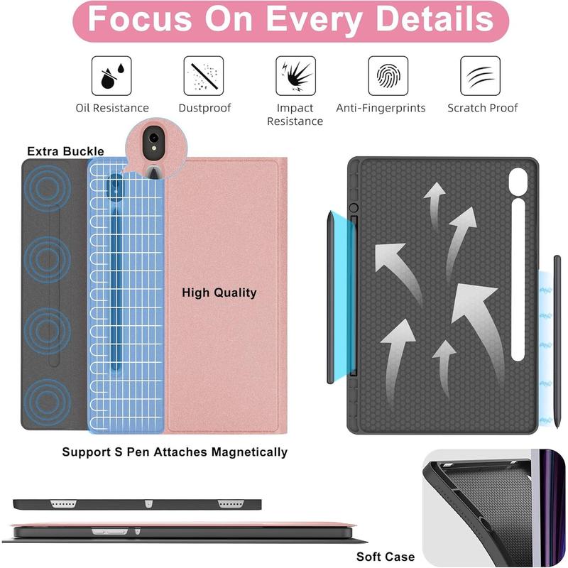 case for Galaxy Tab S9 FE 5G with Keyboard, Magnetic Detachable Bluetooth Keyboard | 7 Colors Backlit, Smart Folio with S Holder for Tab S9 FE 10.9