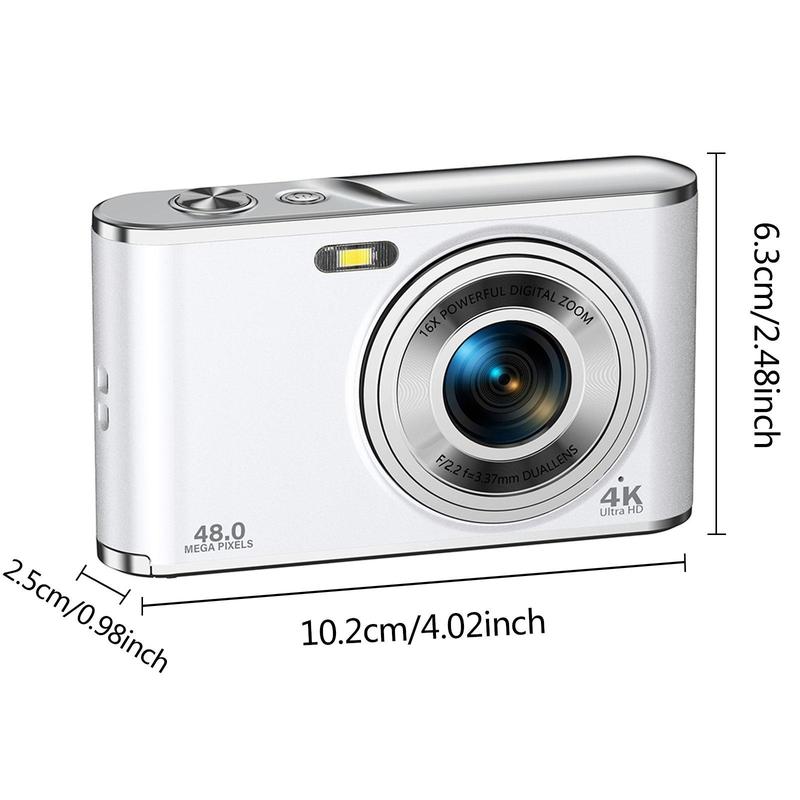 48MP Digital Professional Camera for Pictures, 1 Count 16X Digital Zoom Photo Camera with Front & Rear Dual Camera, Portable Camera for Vlogging, Auto Focus 4K Vlogging Camera with 32G Memory Card, Vlogging Camera