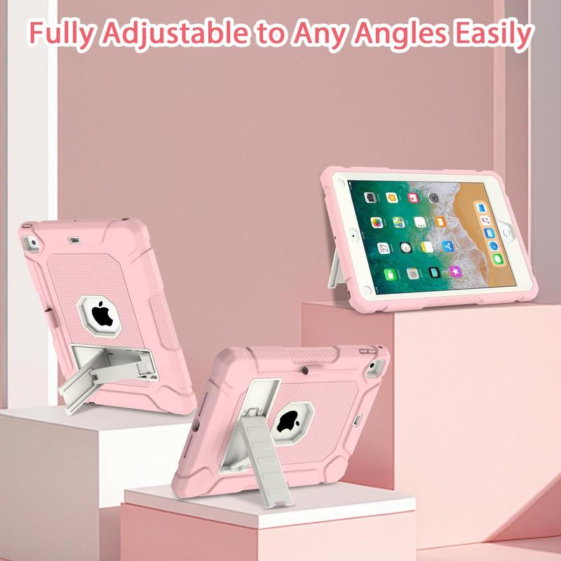 Case for iPad 6th 5th Generation (9.7 inch, 2018 2017), Shockproof Protective iPad 9.7 Case with Built-in Stand Pencil Holder for iPad 6th 5th Gen, Air 2, Pink