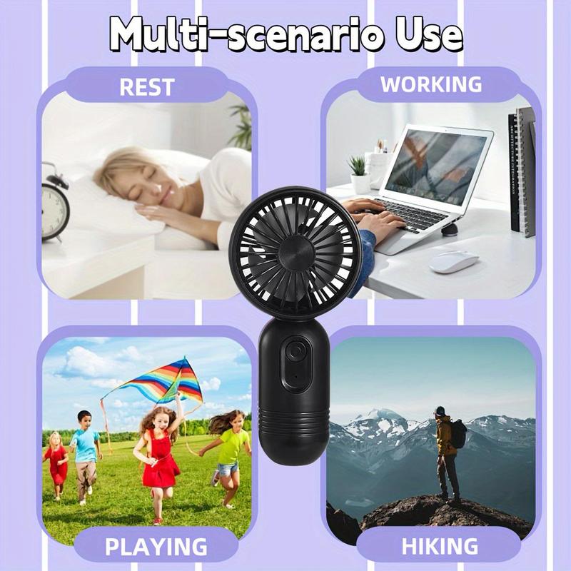 USB Rechargeable Portable Mini Fan, 3-Wind Speeds Handheld Fan, Silent Operation Cooling Fan for Office, Outdoor, Travel, and Camping